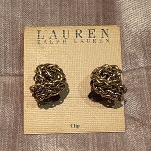 Vintage Lauren Ralph Lauren Gold Chain Clip Earrings 3/4” Rope